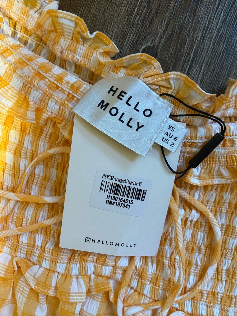 Hello Molly Orange and White Gingham Off-Shoulder Midi Dress - Picture 3 of 3